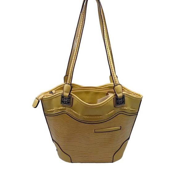 Beuno Yellow Faux Crocodile Shoulder Bag - Picture 4 of 16